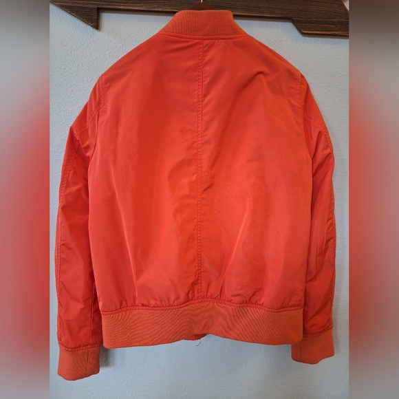Levi's Womens Orange Flight Bomber Jacket Full Zip Closure Size M - Picture 8 of 9